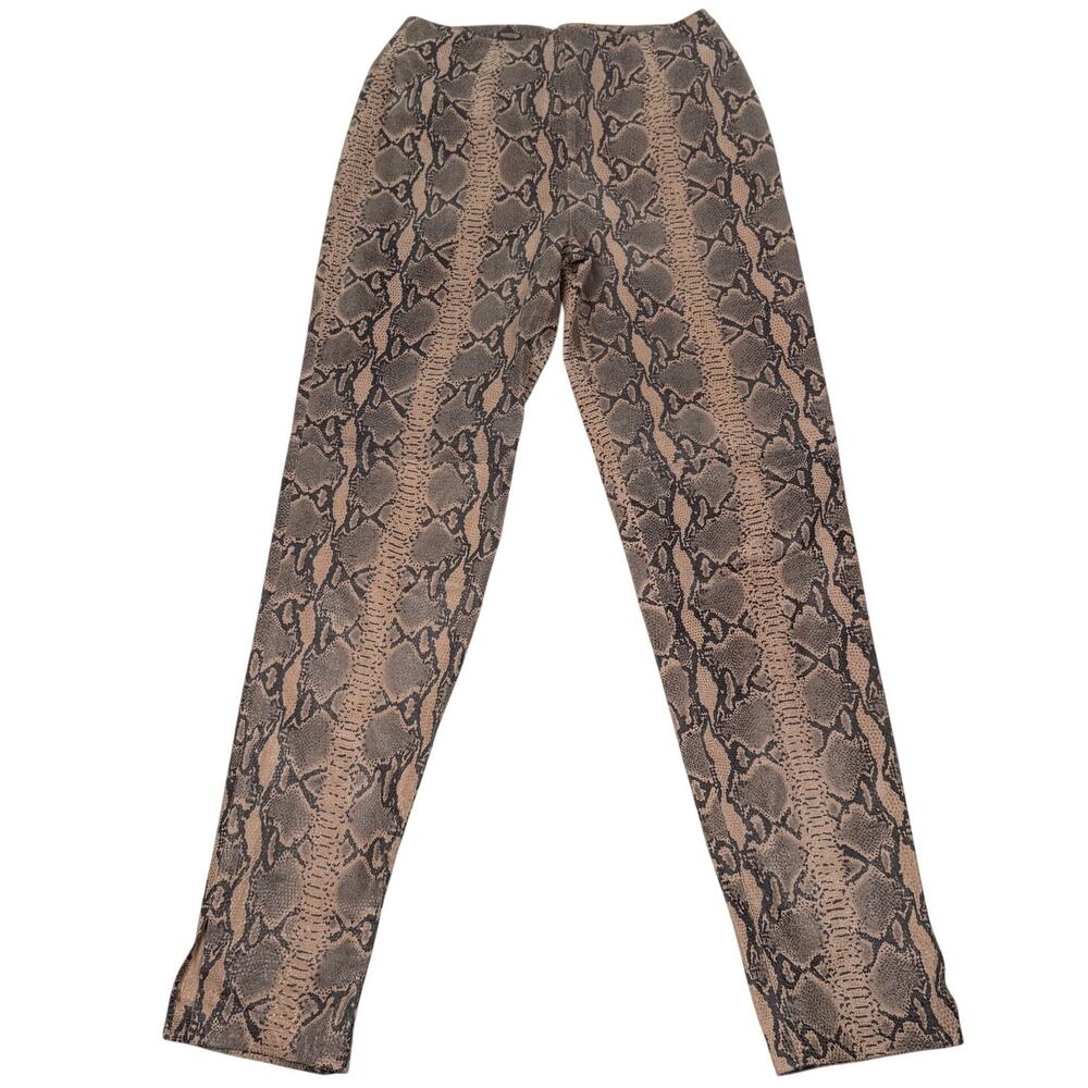 Newport News Snake Print Leather Pants Vintage 90s Tan Gray Sz 4 Retro Y2K